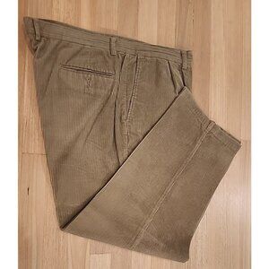 CLAIBORNE Mens 42 x 29 vintage casual pleated Corduroy Pants khaki brown cotton